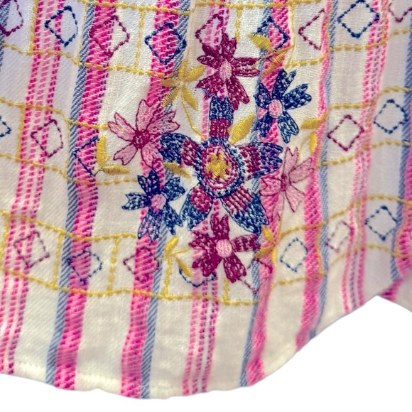 Sundance Veria Midi Tiered Pockets Striped Embroidered Sleeveless Boho Medium - Picture 6 of 9